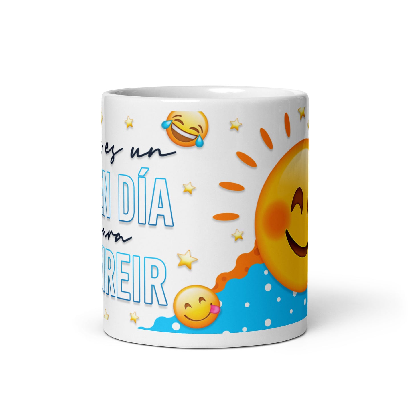 Taza con Frase "Hoy es un Buen Día para Sonreír" - Resistente y Brillante ideal para disfrutar de un buen café o té.
