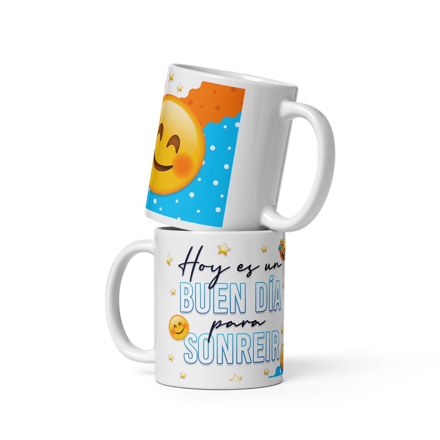 Taza con Frase "Hoy es un Buen Día para Sonreír" - Resistente y Brillante ideal para disfrutar de un buen café o té.