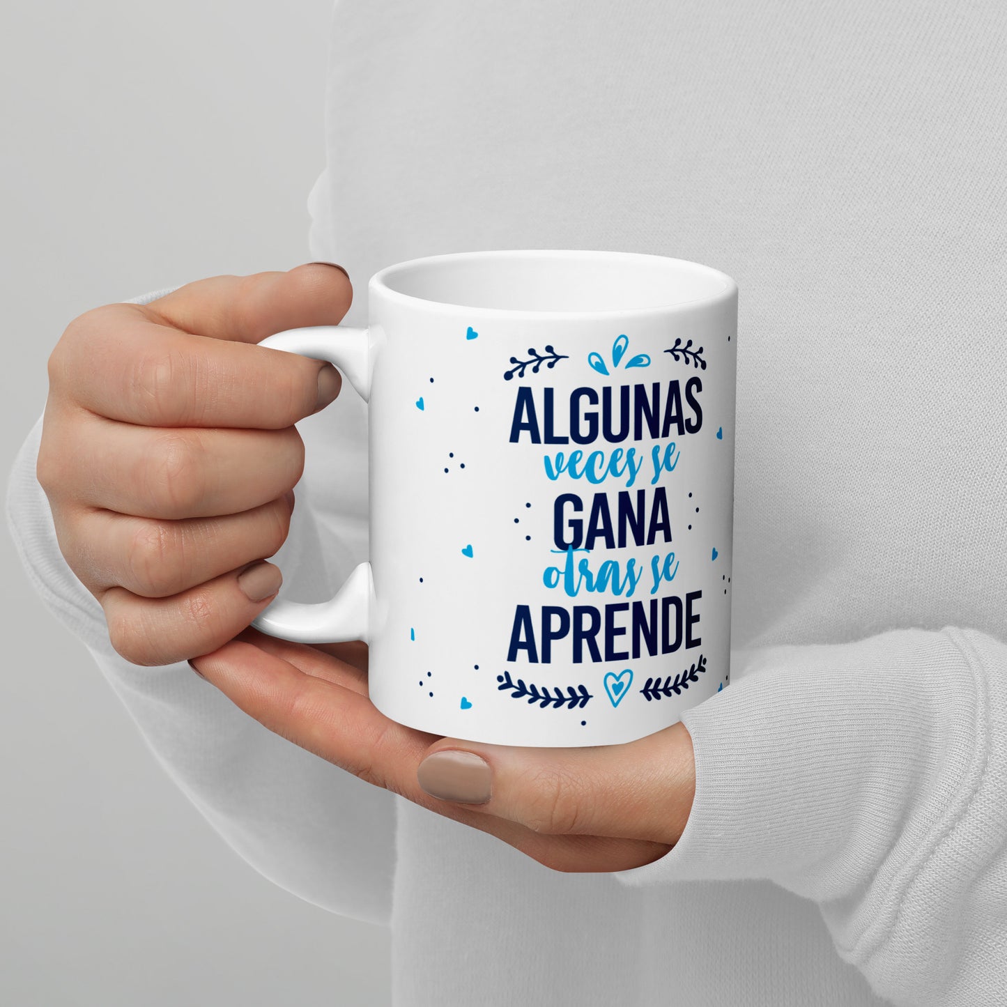 Taza Blanca Motivacional "Nunca Dejes de Intentarlo" - Brillante y Resistente