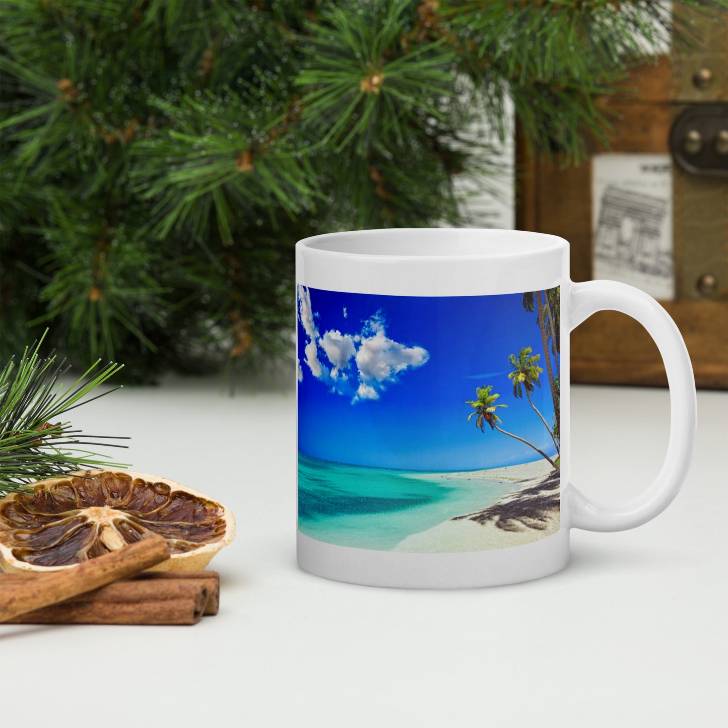 Taza blanca brillante con Bandera de Venezuela
