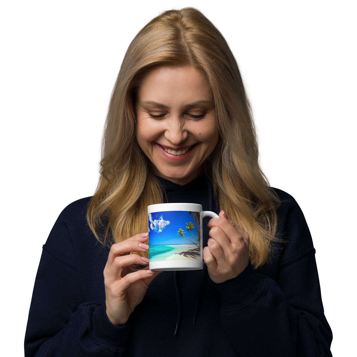Taza blanca brillante con Bandera de Venezuela