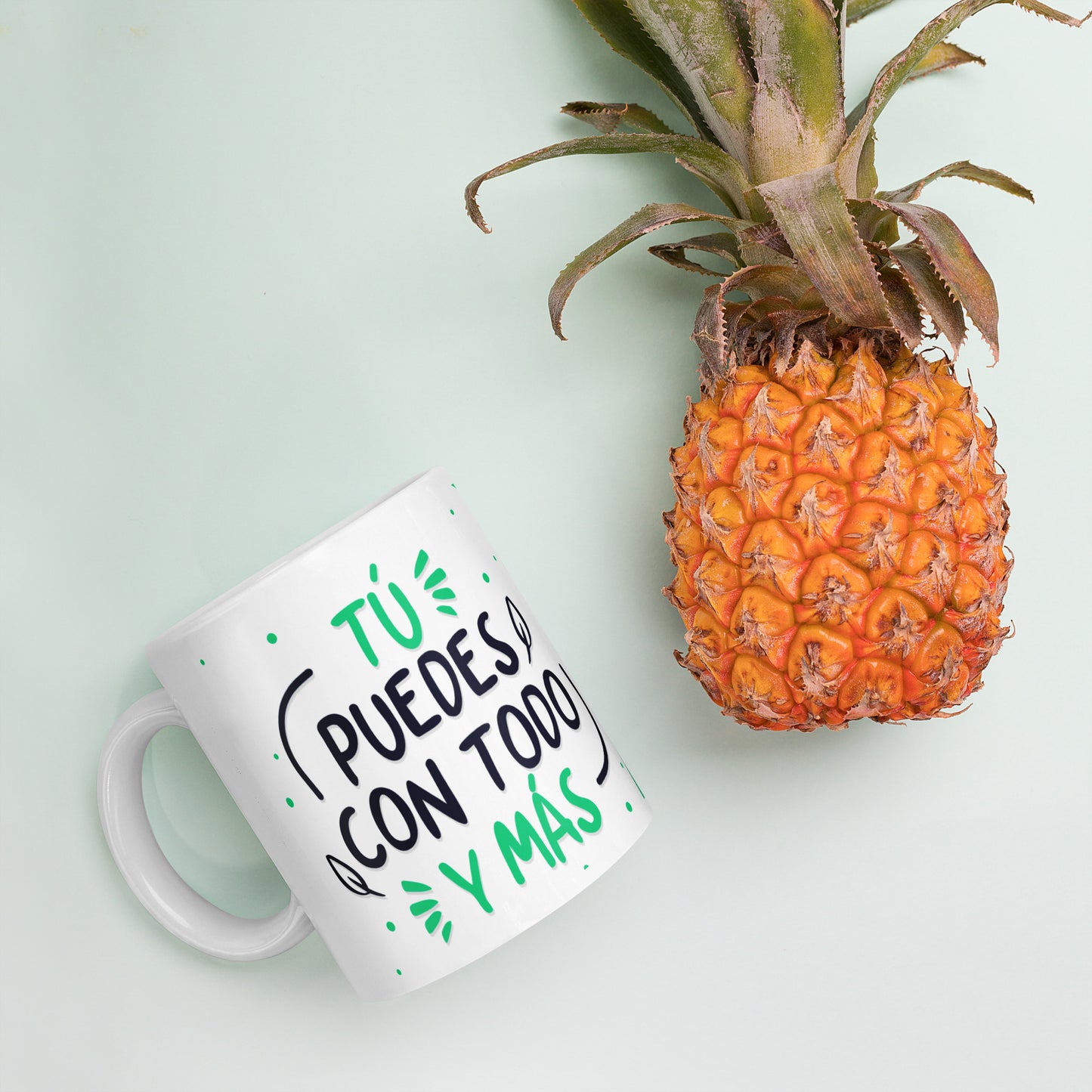 Taza Motivacional "Tú Puedes con Todo y Más, No te Rindas Nunca" - Ideal para Café o Té