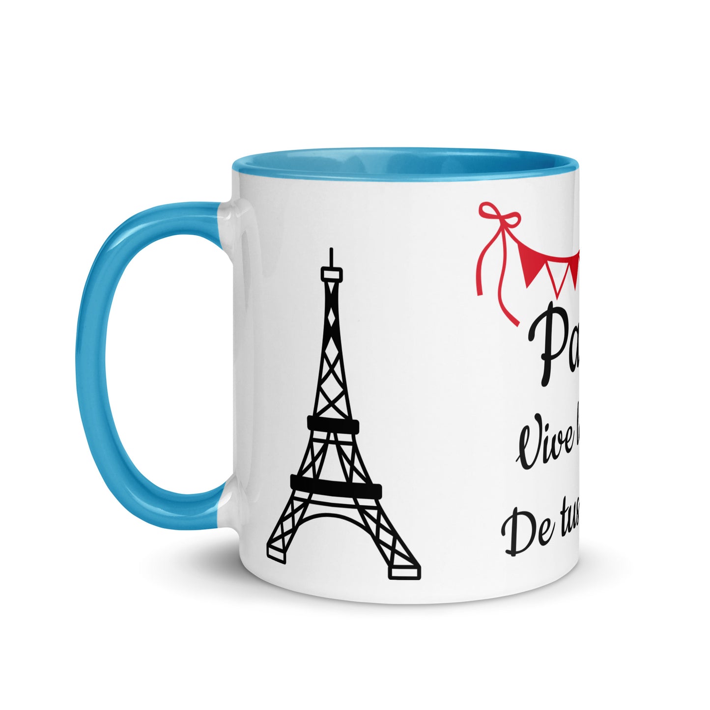 Taza Motivacional "París, Vive la Vida de Tus Sueños" – Diseño Elegante en Negro con Detalles Rojos y Colores Variados