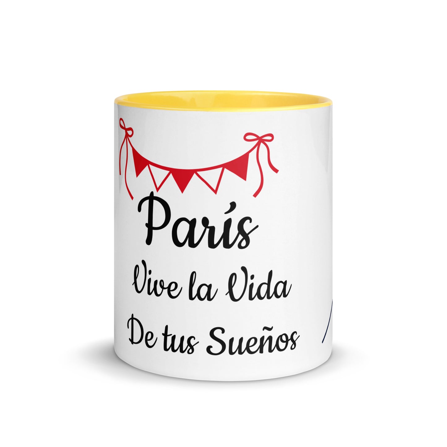 Taza Motivacional "París, Vive la Vida de Tus Sueños" – Diseño Elegante en Negro con Detalles Rojos y Colores Variados